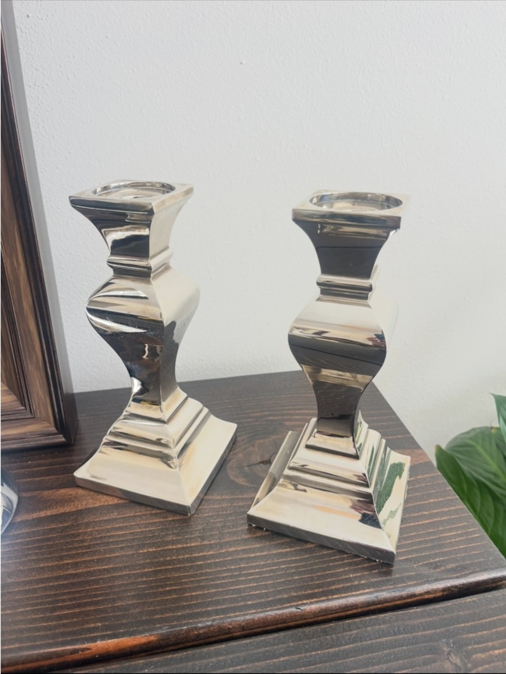 Neiman Marcus silver candle holders 7”